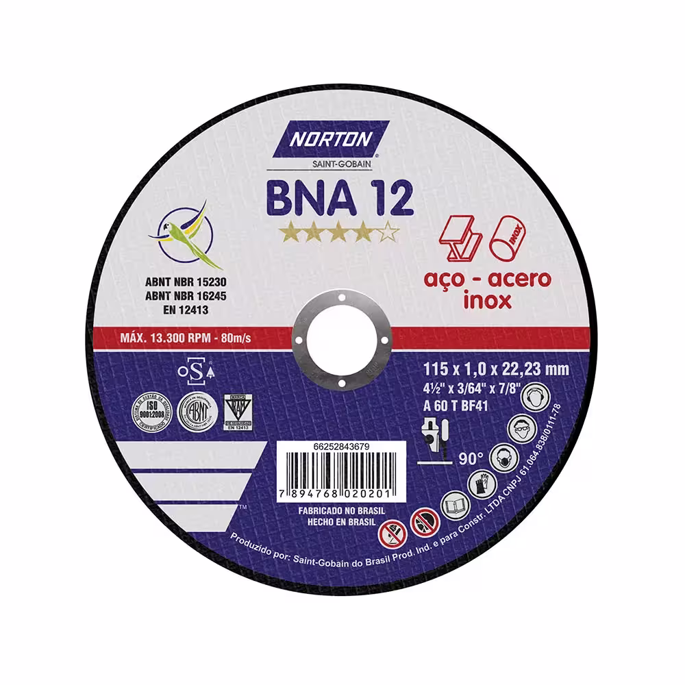 Disco de Corte Norton BNA 12 Extra 115 x 1.0 mm para Concreto