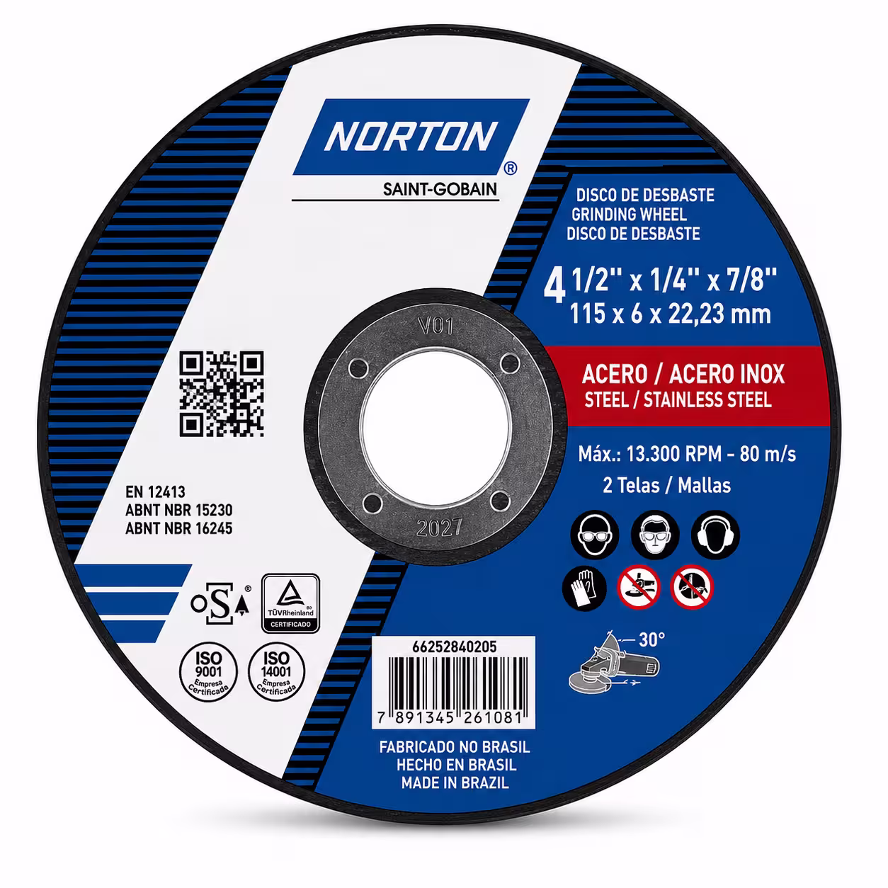 Disco de Desbaste Norton 4-1/2" x 1/4" x 7/8"