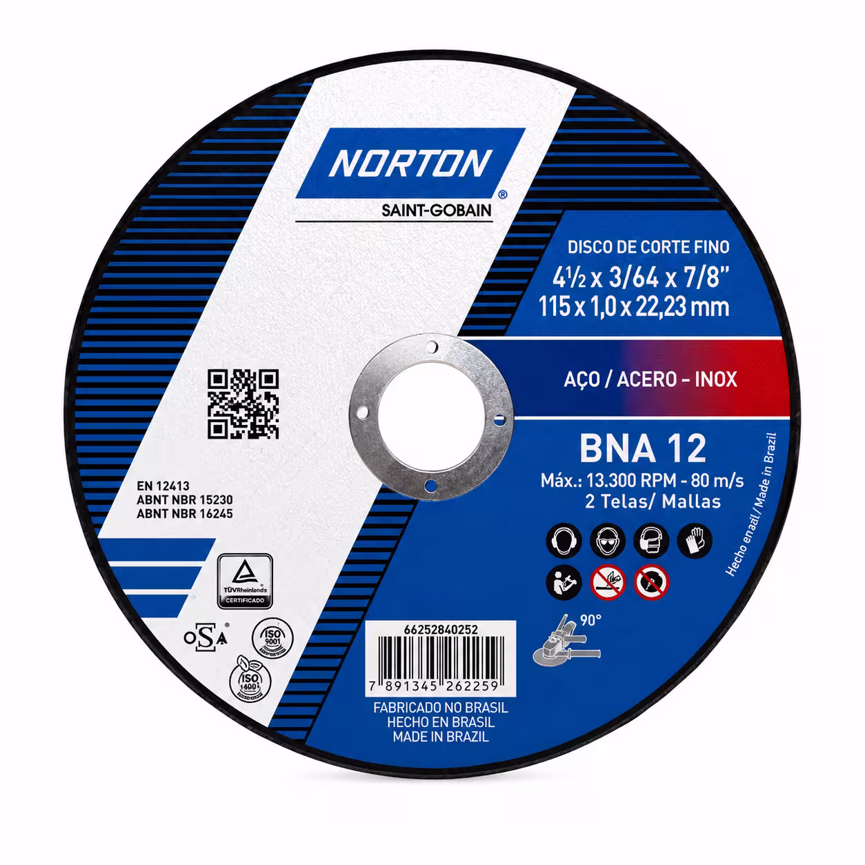 Disco de Corte Norton 4-1/2" x 3/64" x 7/8" (115 x 1 x 22.23 mm)