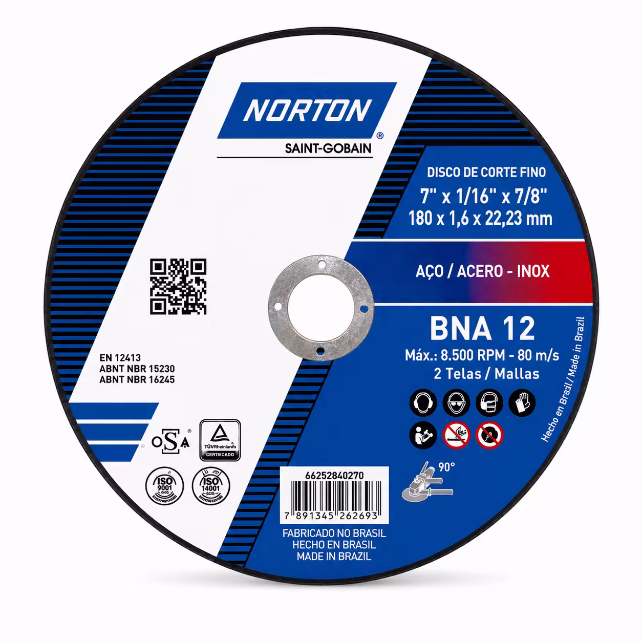 Disco de Corte Norton 7" x 1/16" x 7/8"
